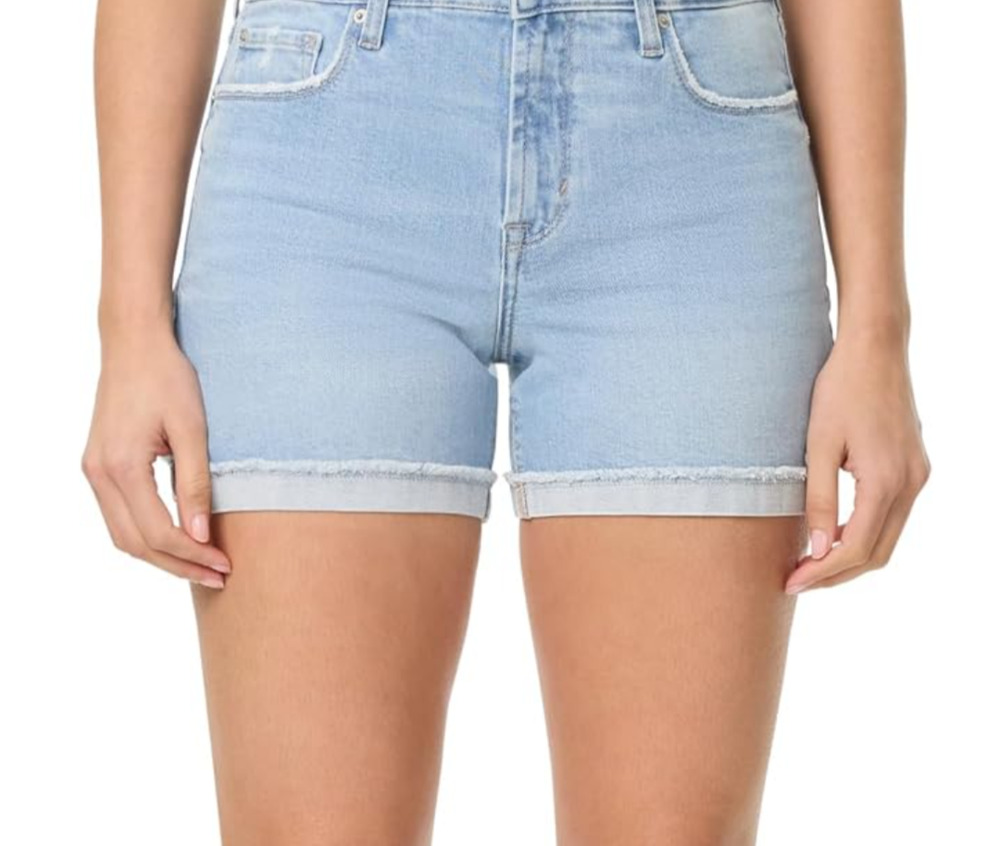 kensie Womens Denim Shorts Size 4 Mid Rise 5 Inch Single Roll Cuff Blue Summer